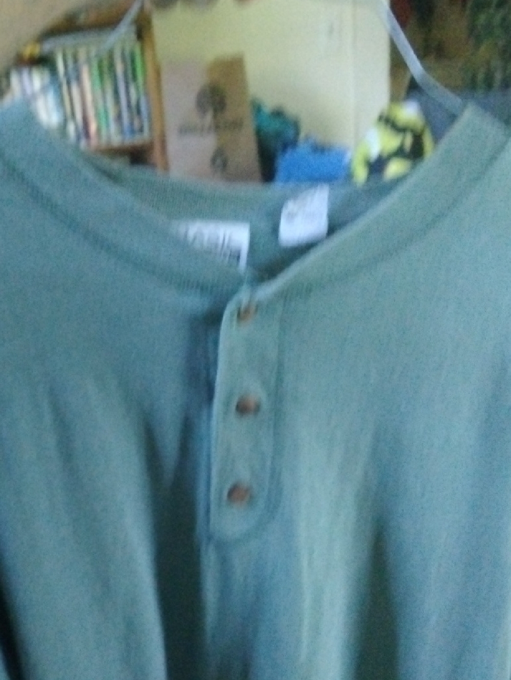 Basic Editions Light Green Henley Shirt with Button Placket